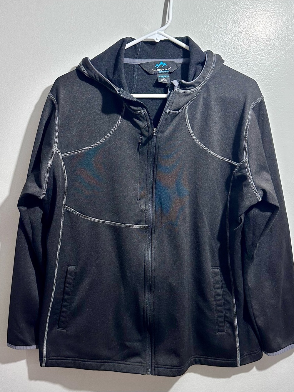 Tri-Mountain Black Hooded Full-Zip Sweatshirt Size XL (656)